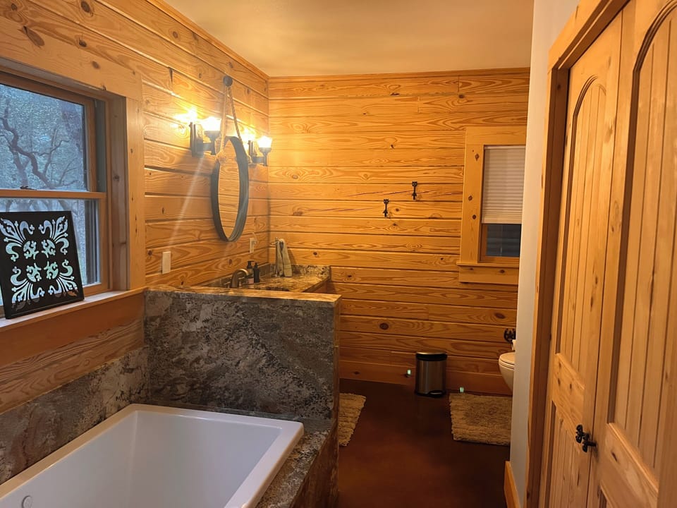 Master bathroom with walk in closet