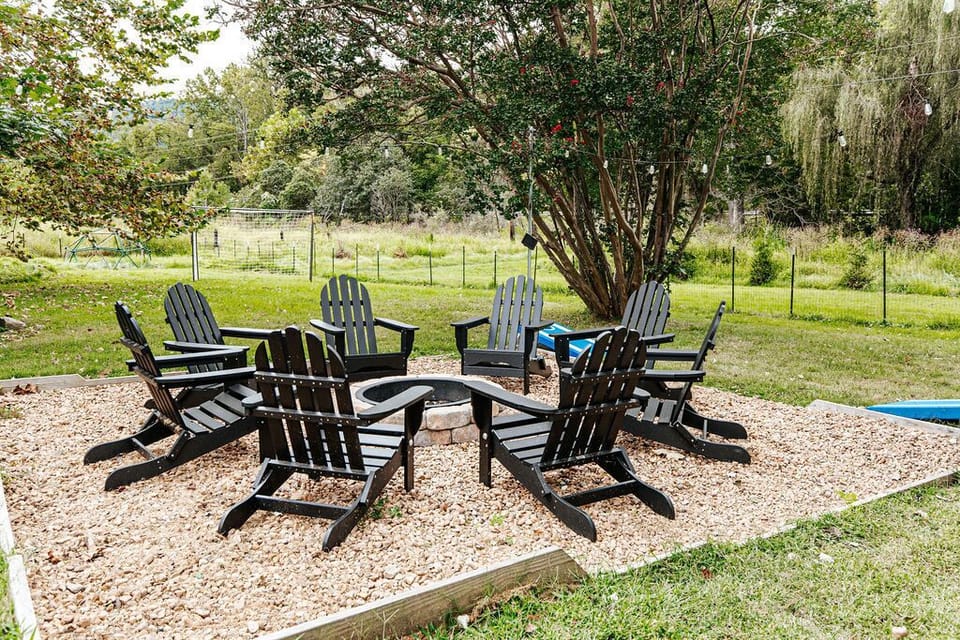 Outdoor fire pit with ample seating for friends and family!