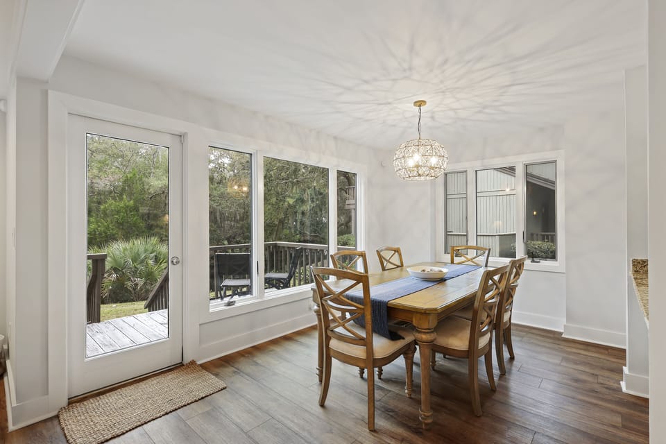 Dining room with seating for six.