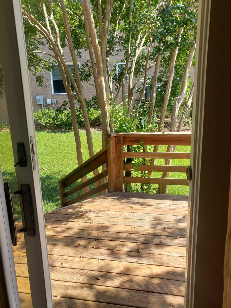 Sliding glass door off the main bathroom right onto the wrap around deck.