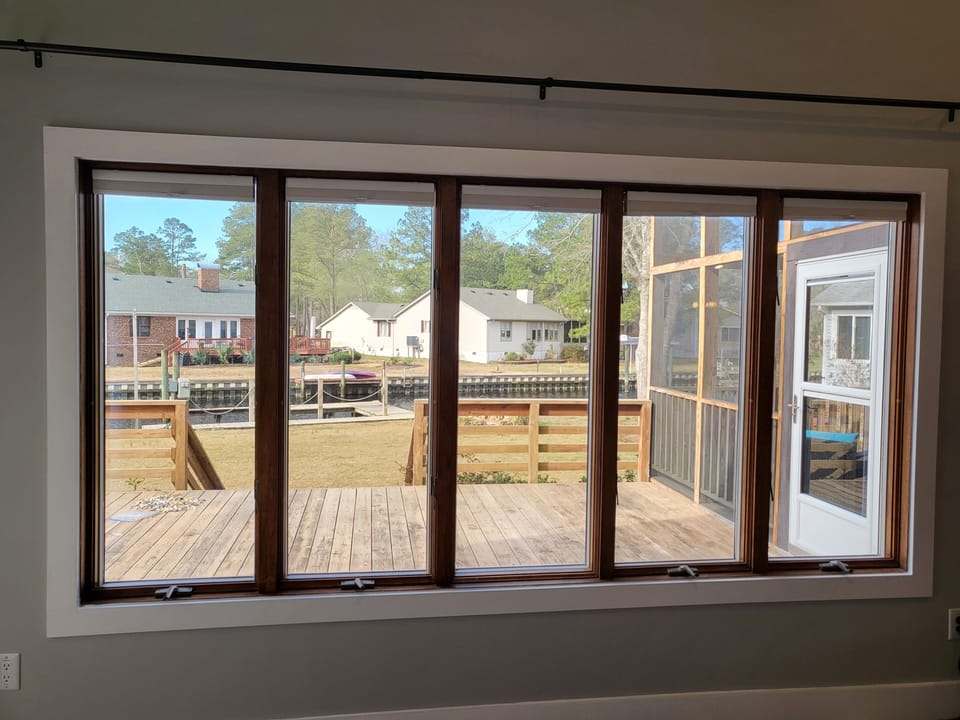 View looking out the den area windows