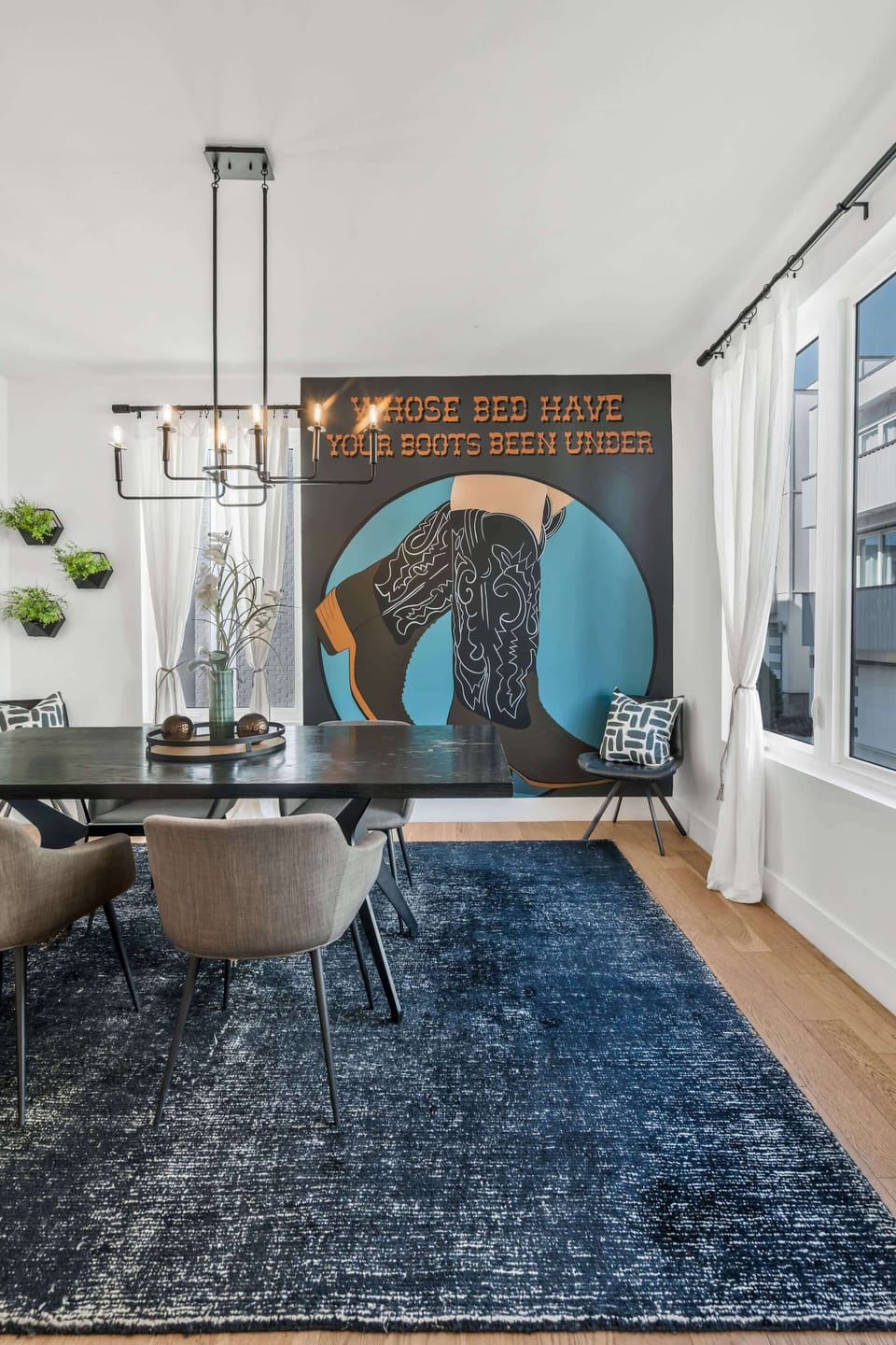 Enjoy a six-seat table in a space filled with natural light.