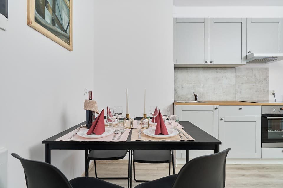 Dining table in the living room. 