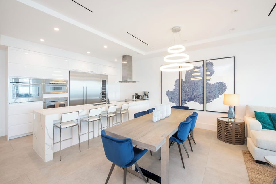 Formal dining table with seating for 6.