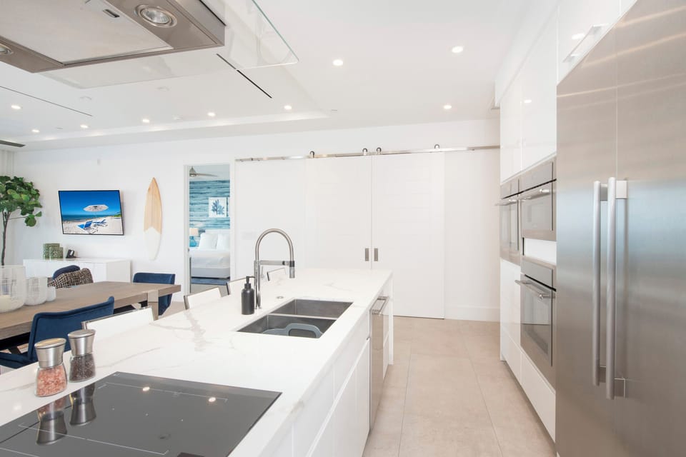 Gourmet kitchen with top-of-the-line appliances.