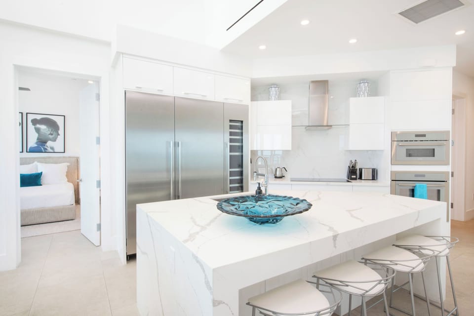 Kitchen island with seating for four.