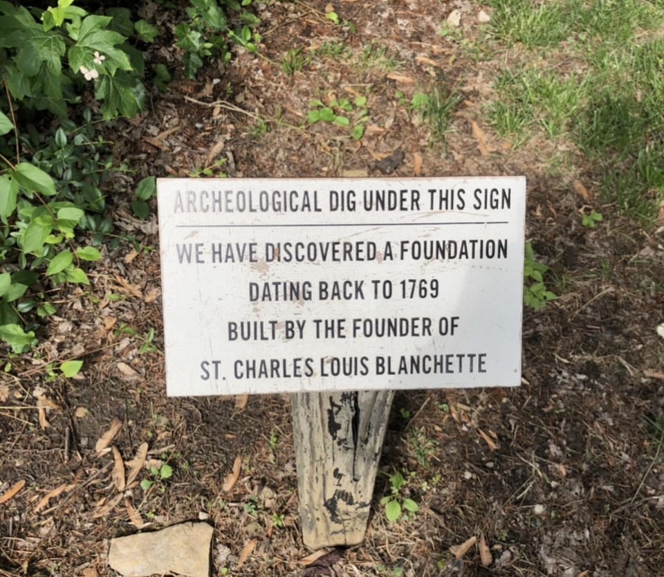 Marker placed by Lindenwood Archaeology Department in front yard.
