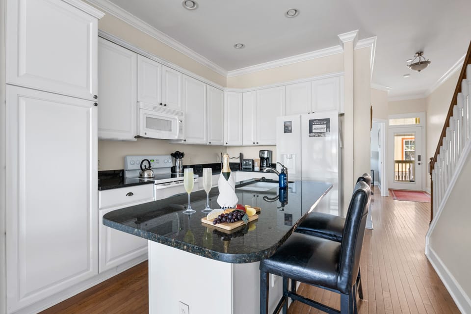 Fully Stocked Kitchen With Island Seating for 2