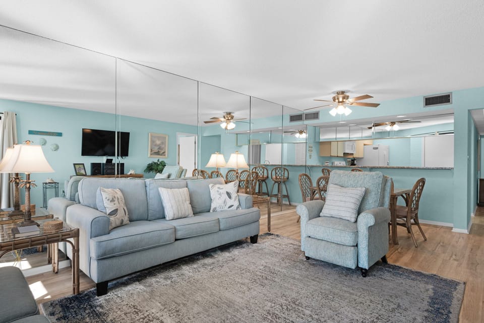 Living room to kitchen view