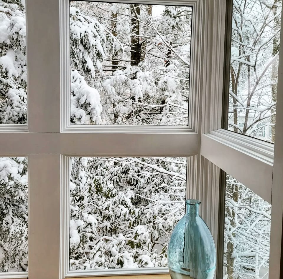 Winter wonderland view from the main staircase. 