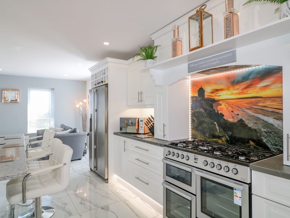 Fridge, dishwasher, electric kettle, toaster