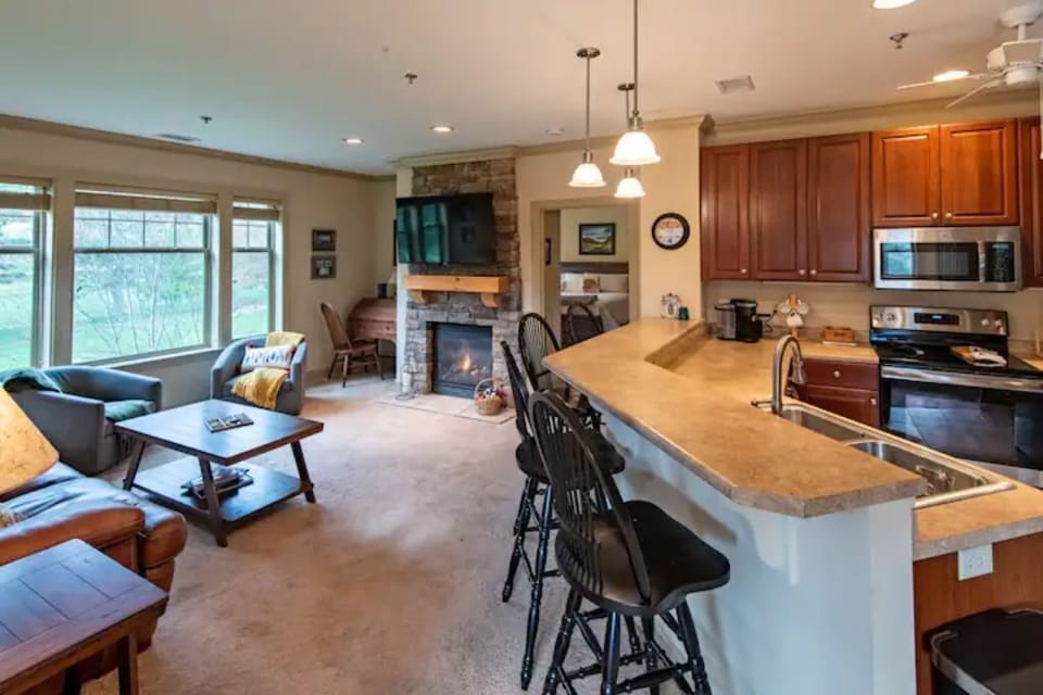 Living room and kitchen area