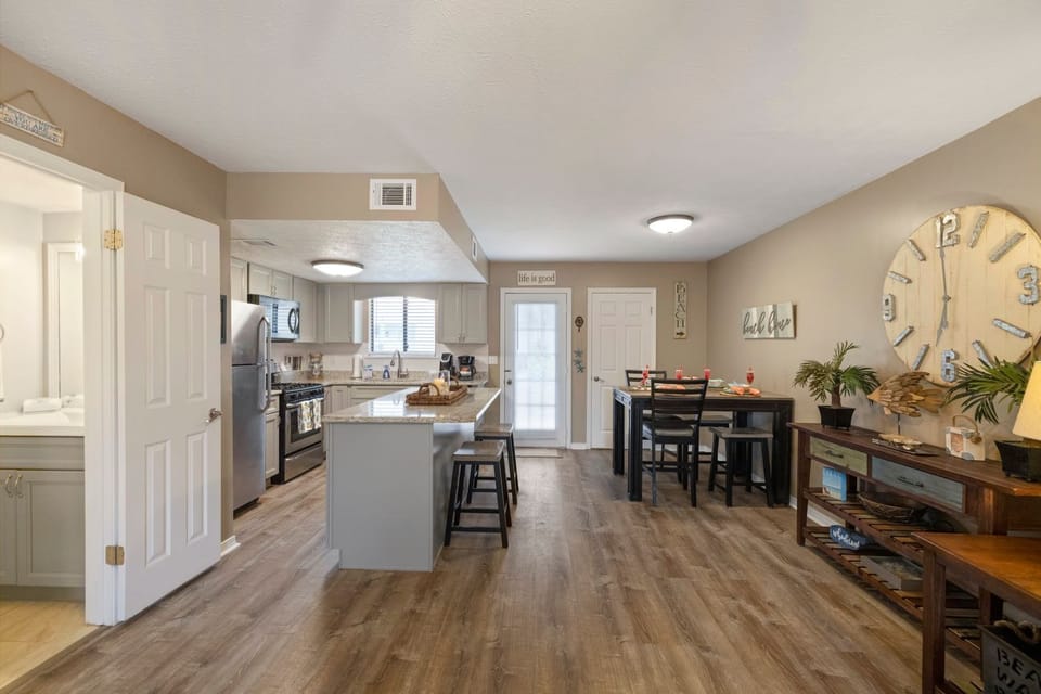 Kitchen/Dining Room are open and located on the main level.
