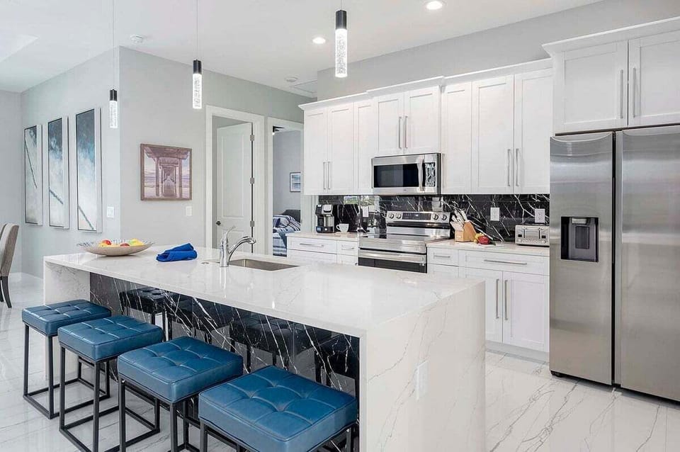 Oversized Kitchen Island with Waterfall Effect