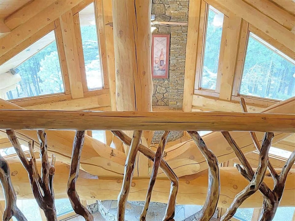 View from bedroom with king sized bed 