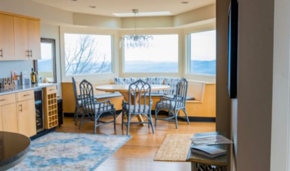 Dining nook with mountain views