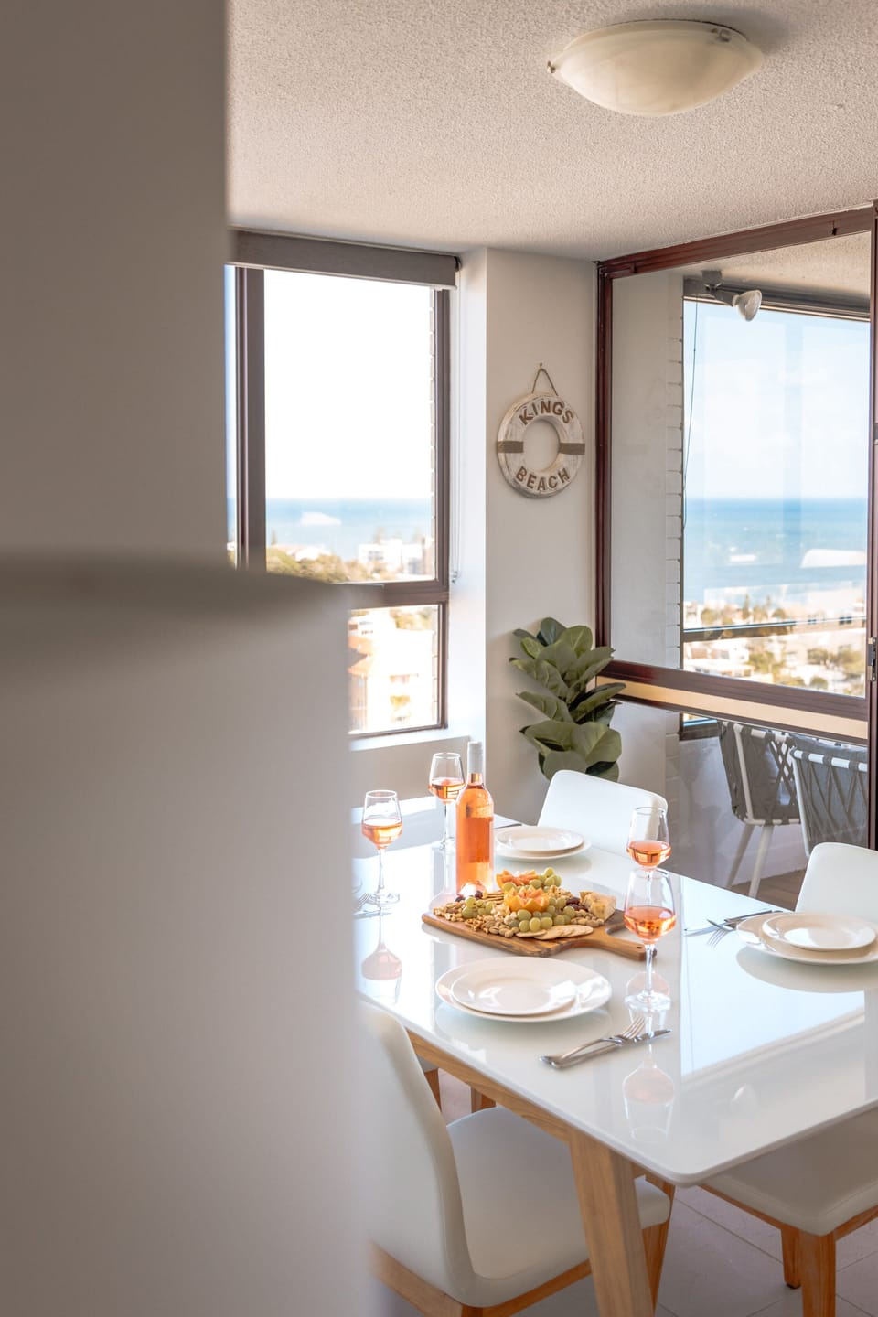 Wine and dine in style at the dining table.