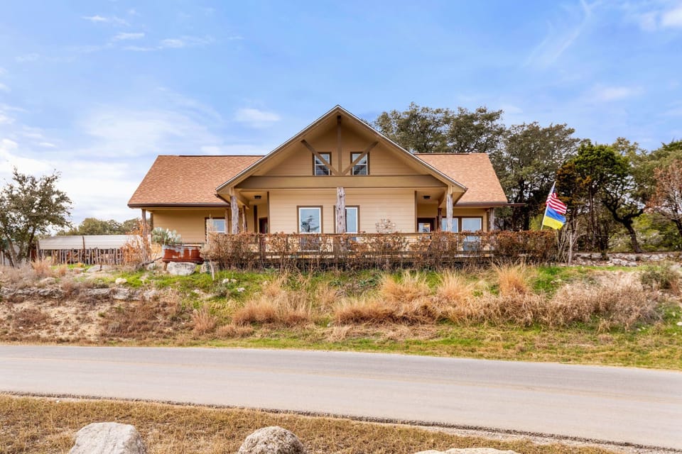 Front of the house, overlooking the hill country.