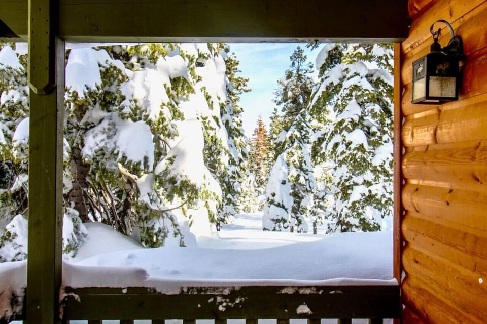 The serene, snowy landscape creates a magical atmosphere, making your stay truly unforgettable.