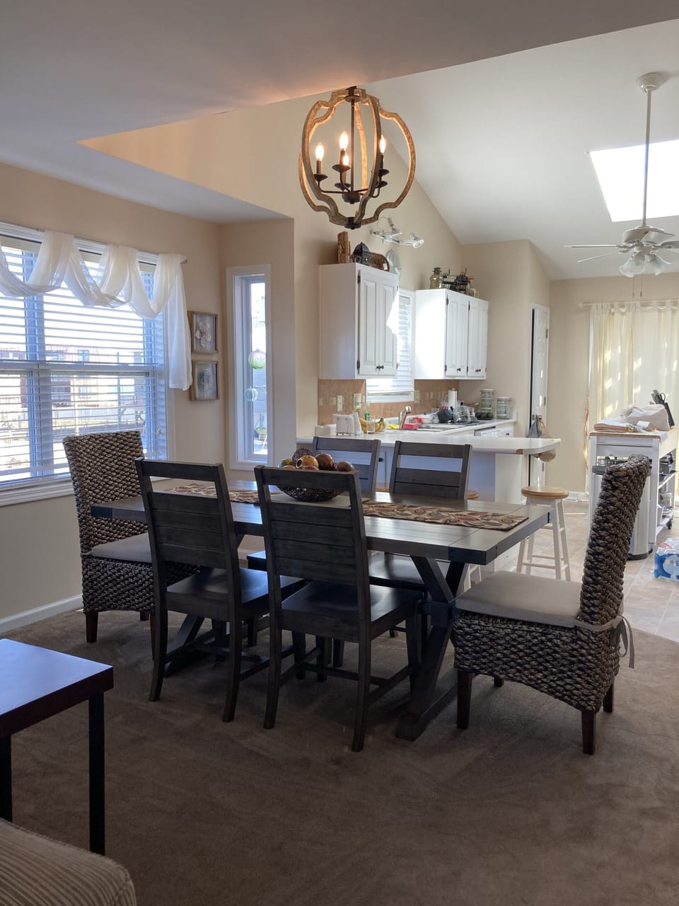 Spacious dining room where your guests will gather each day.  Highchair included