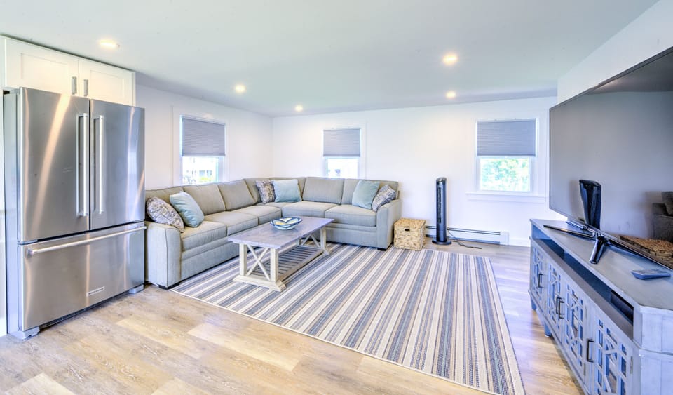 Living room with a large sectional.