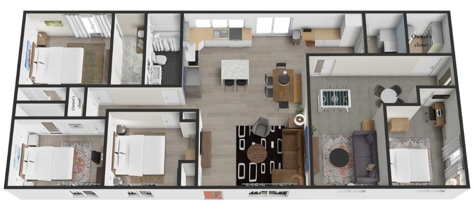 Floor plan rendering showcasing the beautiful Casa Palma & its thoughtful design