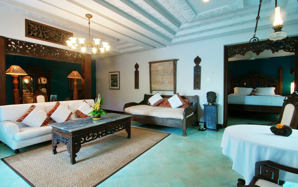 Walter Spies Pavilion with Private Pool | Living area | 28-inch LCD TV with satellite channels, TV