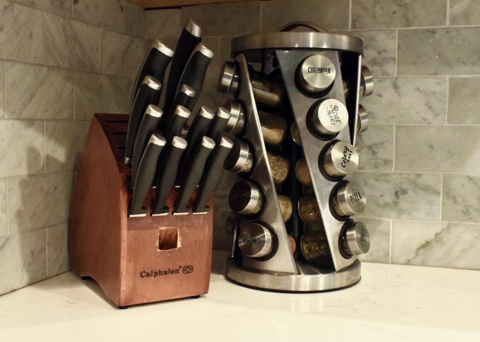 Spices and cooking essentials are included. 