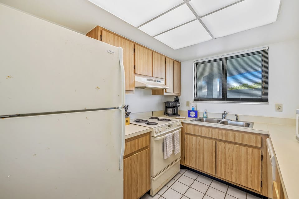 Fully equipped kitchen space.
