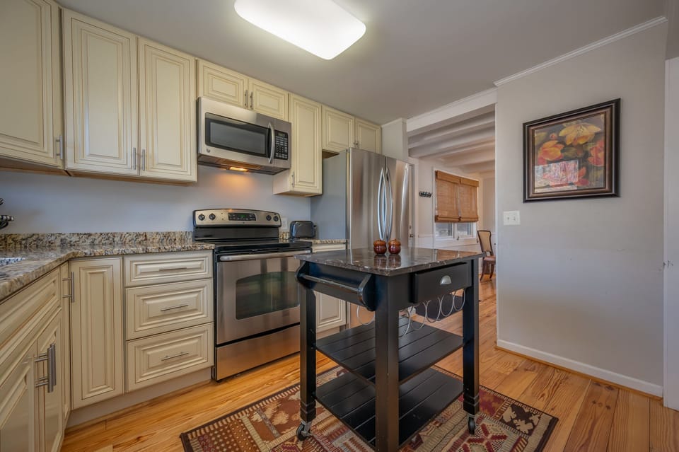 Kitchen area of the cabin with updated modern appliances