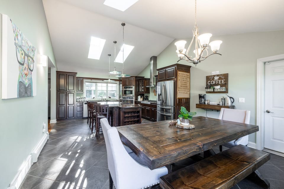 Dining area and large kitchen (kitchen has been updated since this photo)