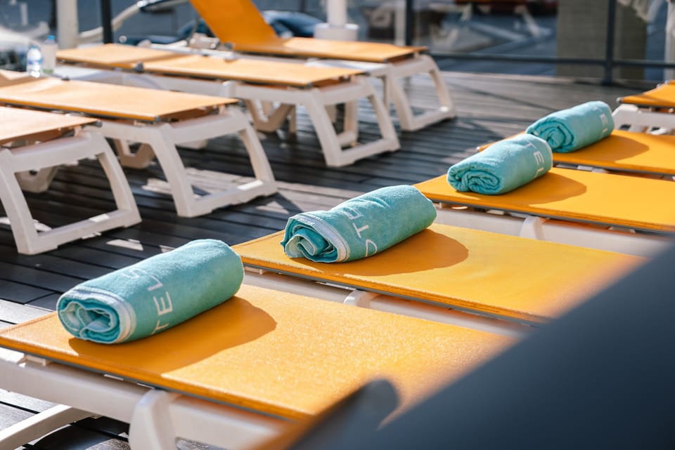 Indoor pool, outdoor pool, sun loungers