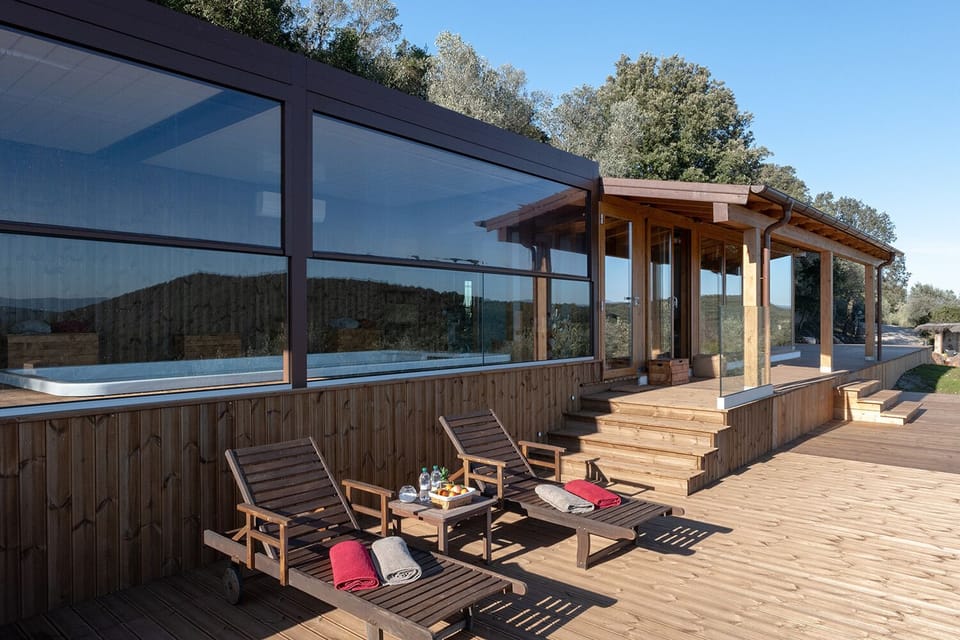 soalrium panoramico ed area yoga della spa coperta