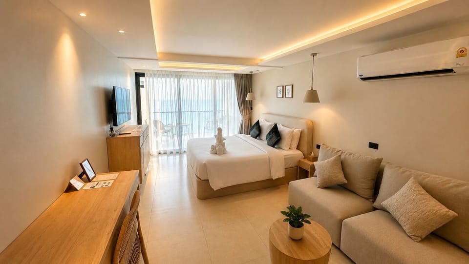 Deluxe Double Room, Sea View | In-room safe, desk, cribs (free), WiFi (free)