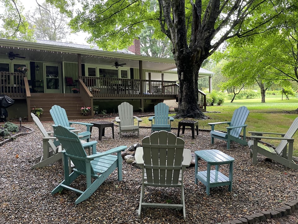 Enjoy the fire pit close to the house and bring marshmallows for roasting. 