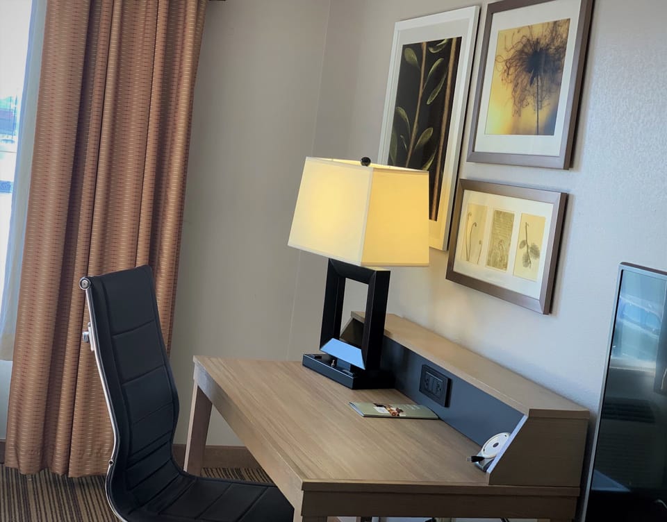 Hypo-allergenic bedding available, in-room safe, desk, laptop workspace