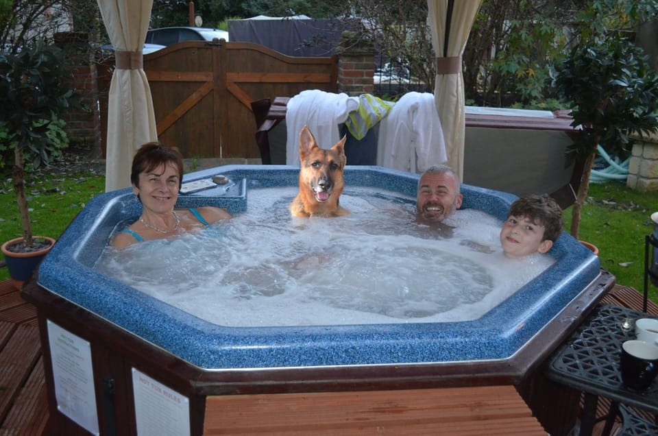 Dogs welcome everywhere except the hot tub :)