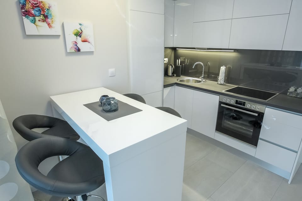 Deluxe Apartment | Private kitchen | Fridge, oven, stovetop, dishwasher