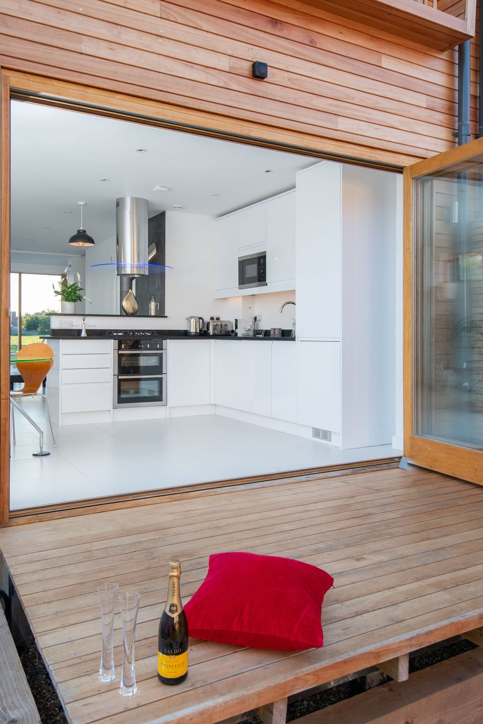 Garden terrace - full open kitchen doors 