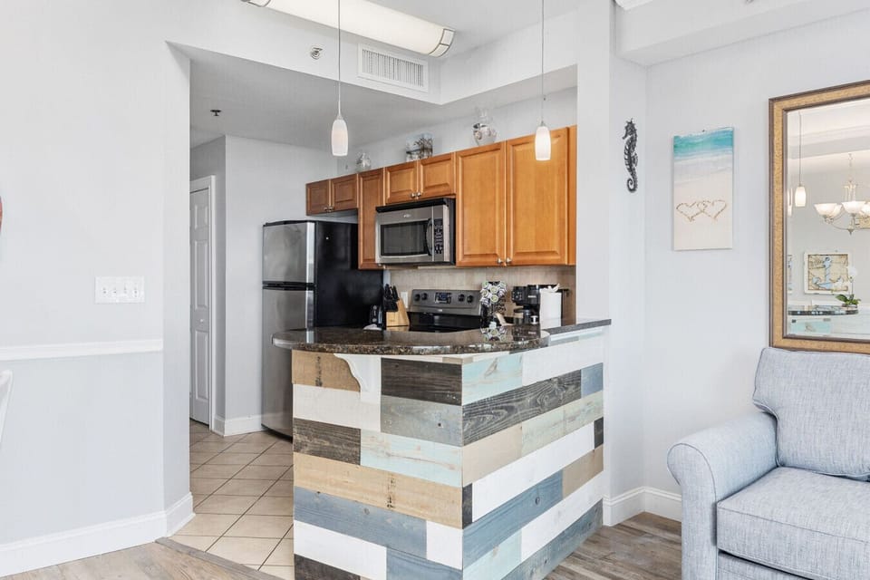 The open kitchen and living room make it easy to hang out and feel at home.
