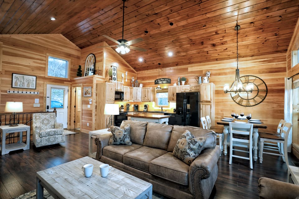 The pull out couch accommodates the 5 and 6th guest