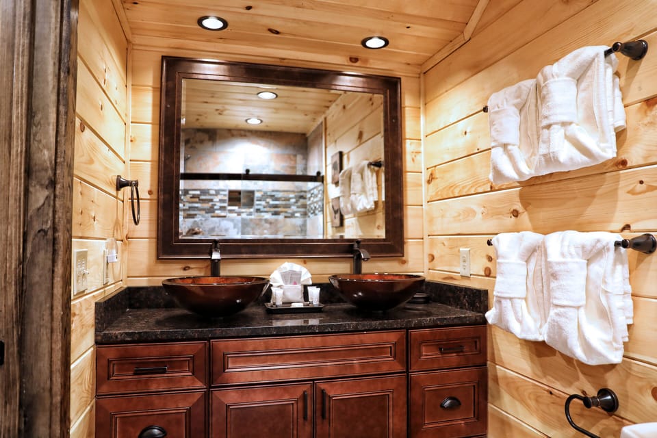 Double vanity in this private bathroom
