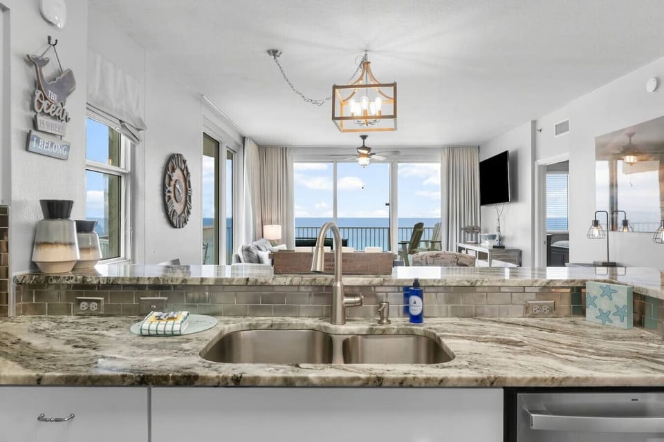Kitchen overlooking Living Room