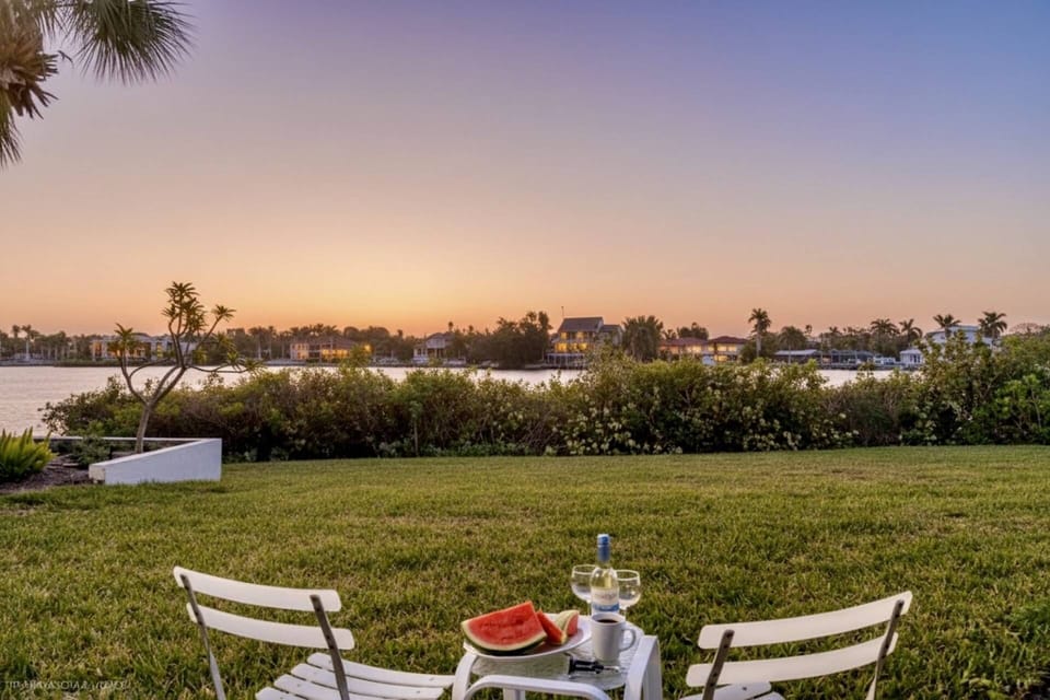 Enjoy the views of the bay from right outside the back patio door