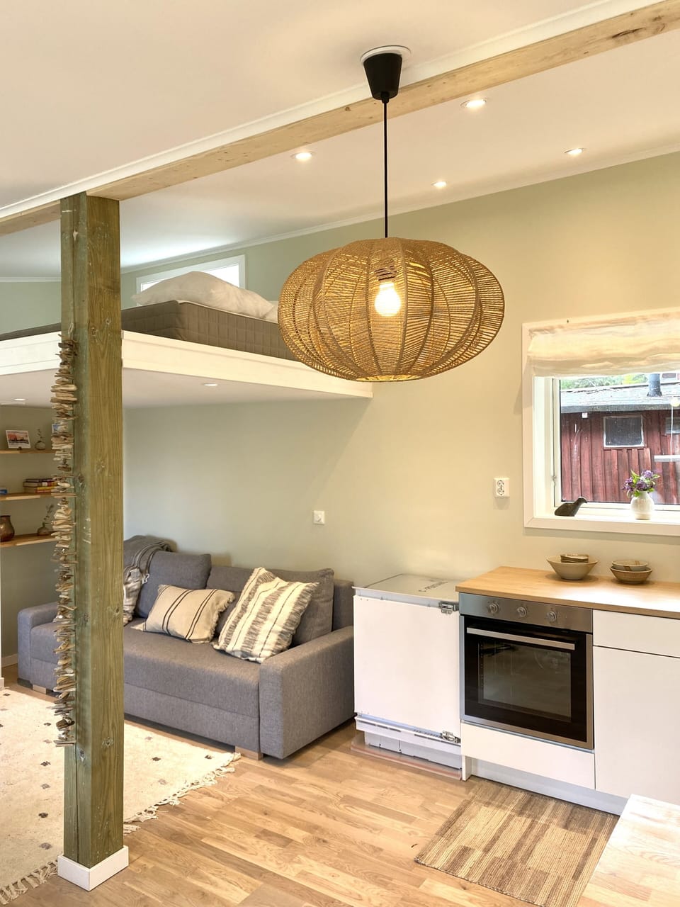 Living room below loft sleeps two on fold out couch. Best suited for children