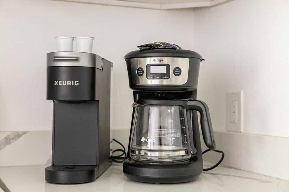 Morning-ready coffee corner for quick, easy brews.