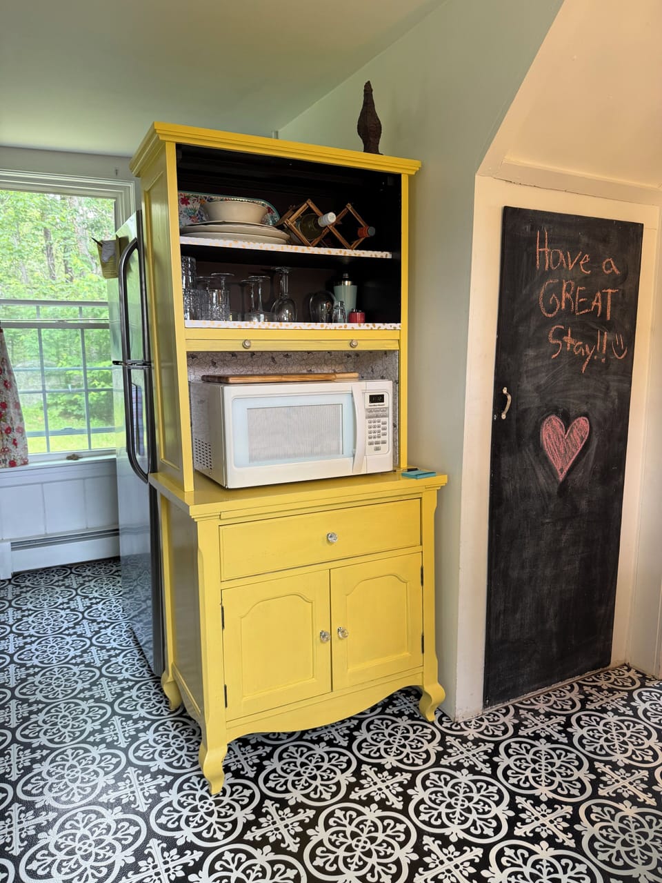 Kitchen hutch with bar glasses. 
*Updated 7/7/2026