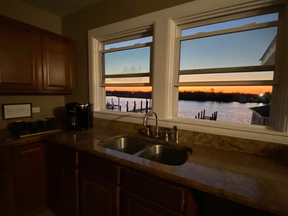 So many sunrise and sunset views from the house.  A sunrise from the kitchen.