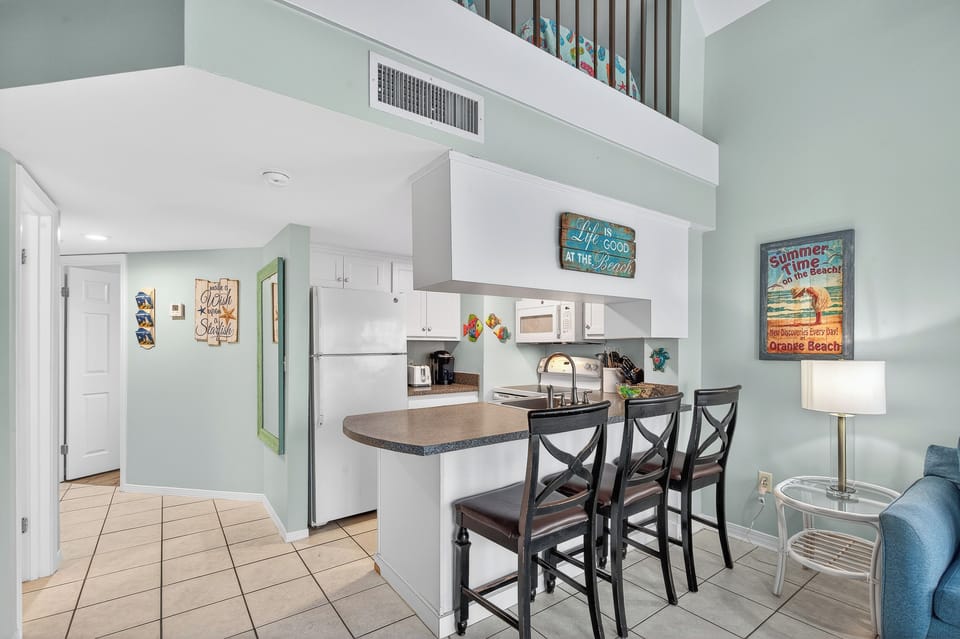 Bar and stools for extra seating