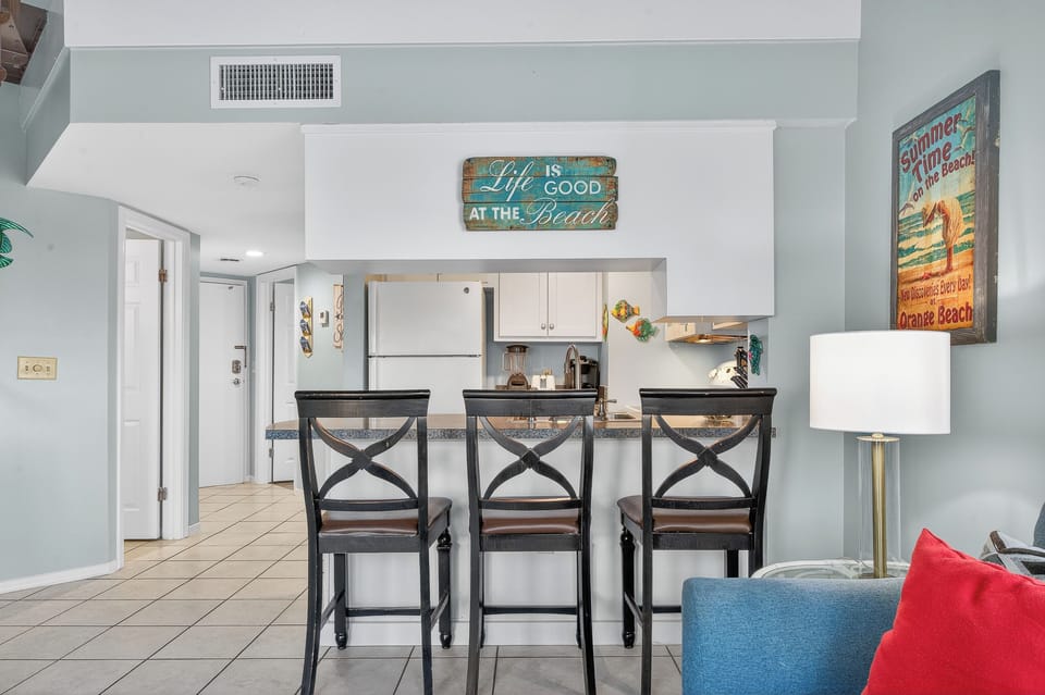 Bar and stools for extra seating
